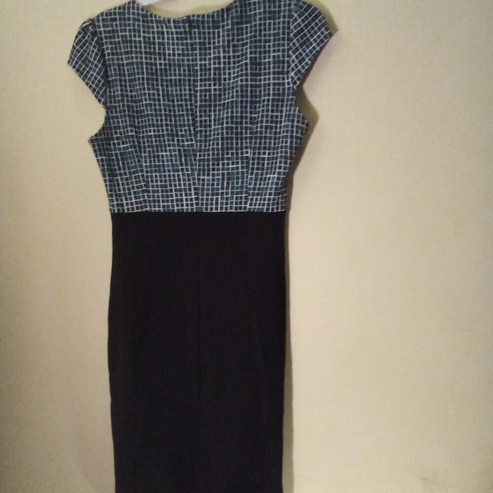 Homeyee Dress Women 8 Short Sleeve Plaid Teal Black - Picture 10 of 13